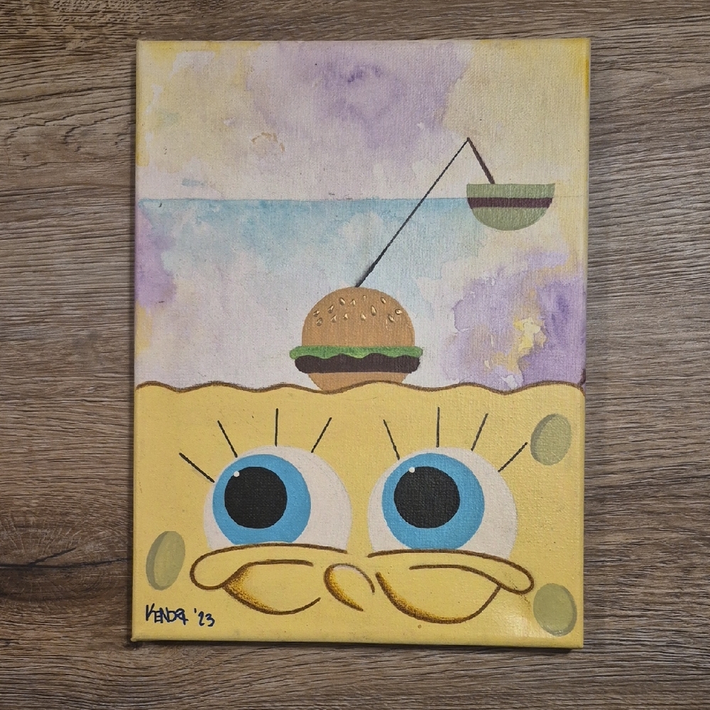 SpongeBob SquarePants Art with Blue and Yellow Tones